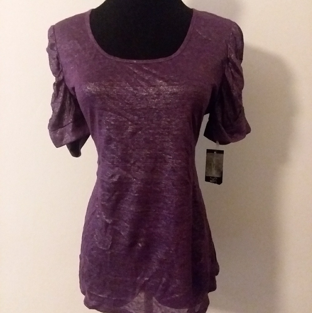 INC purple linen tee